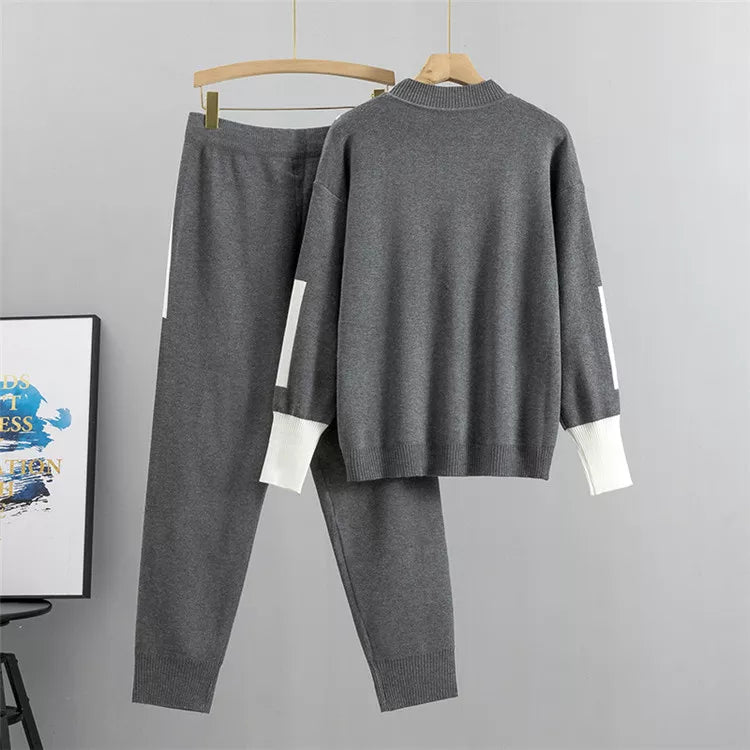 Dames Gebreide Loungewear Set – Trui & Broek Twee-Delig