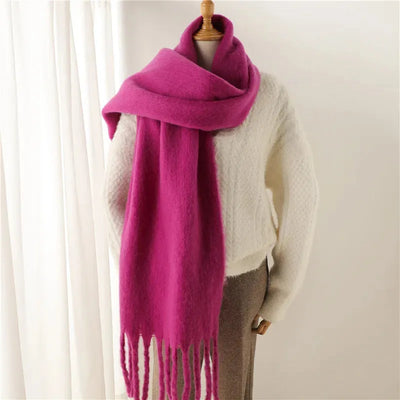 Luxe Mohair Dames Sjaal met Franjes – Warm & Elegant