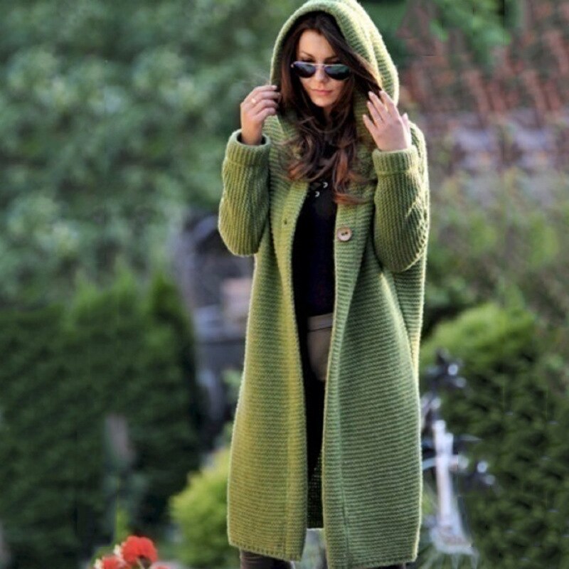 Dames Lange Cardigan met Capuchon – Trendy & Comfortabel
