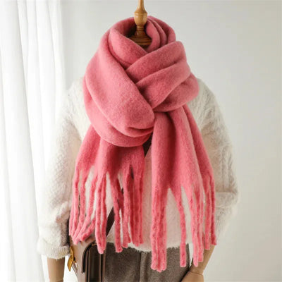 Luxe Mohair Dames Sjaal met Franjes – Warm & Elegant