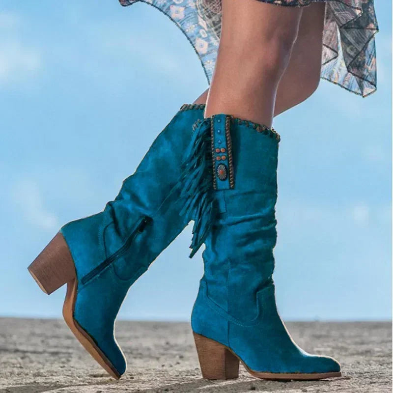 Giorgia – Retro Kunstleren Cowboystiefel
