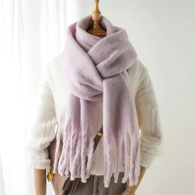 Luxe Mohair Dames Sjaal met Franjes – Warm & Elegant