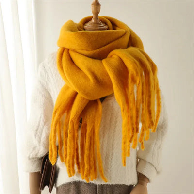 Luxe Mohair Dames Sjaal met Franjes – Warm & Elegant