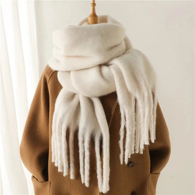 Luxe Mohair Dames Sjaal met Franjes – Warm & Elegant