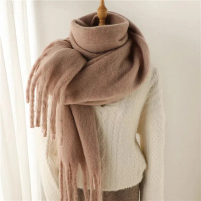 Luxe Mohair Dames Sjaal met Franjes – Warm & Elegant