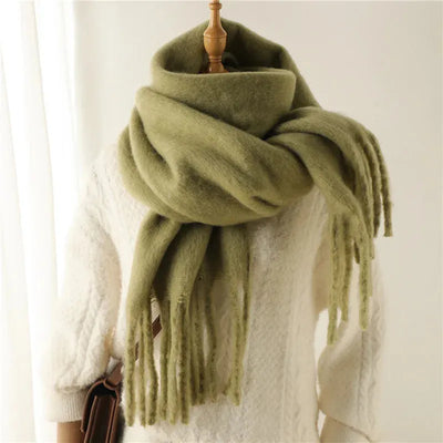 Luxe Mohair Dames Sjaal met Franjes – Warm & Elegant
