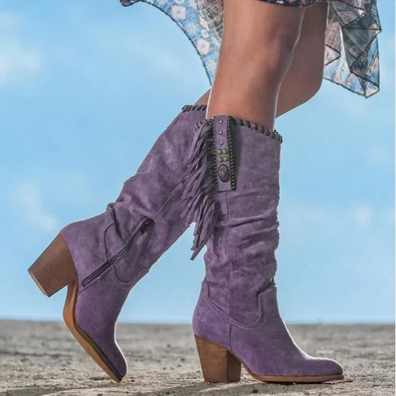 Giorgia – Retro Kunstleren Cowboystiefel