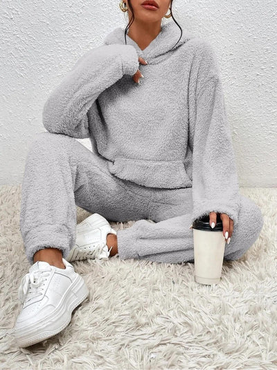 Dames Fleece Set – Warme Hoodie & Broek voor de Winter