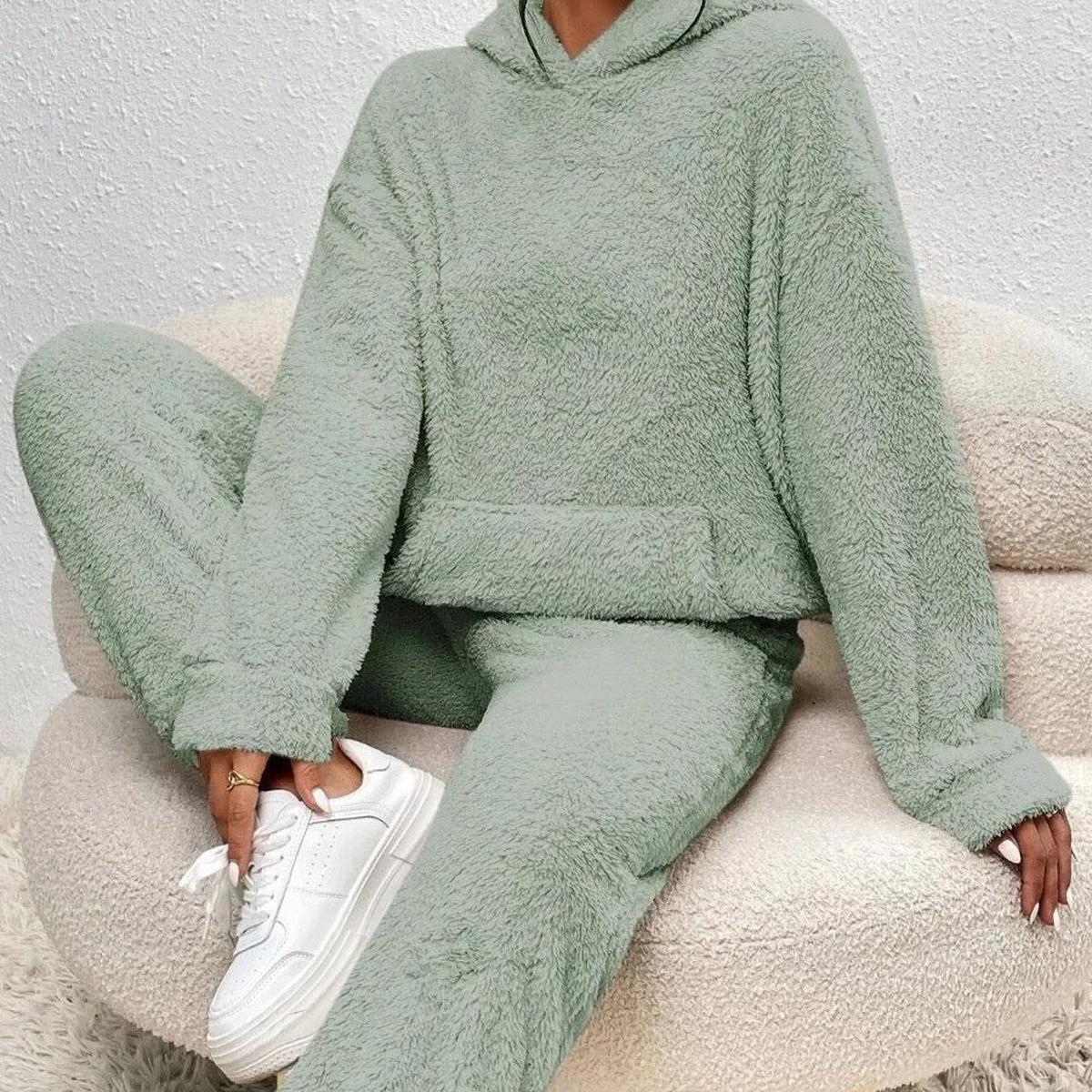 Dames Fleece Set – Warme Hoodie & Broek voor de Winter