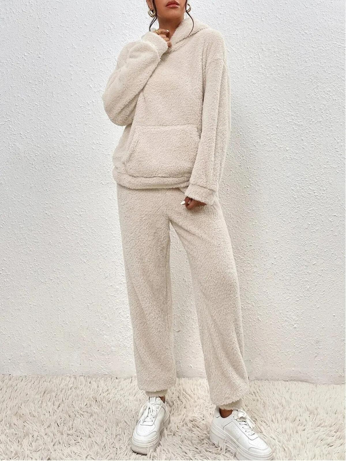 Dames Fleece Set – Warme Hoodie & Broek voor de Winter