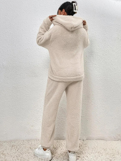 Dames Fleece Set – Warme Hoodie & Broek voor de Winter