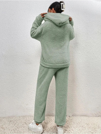 Dames Fleece Set – Warme Hoodie & Broek voor de Winter