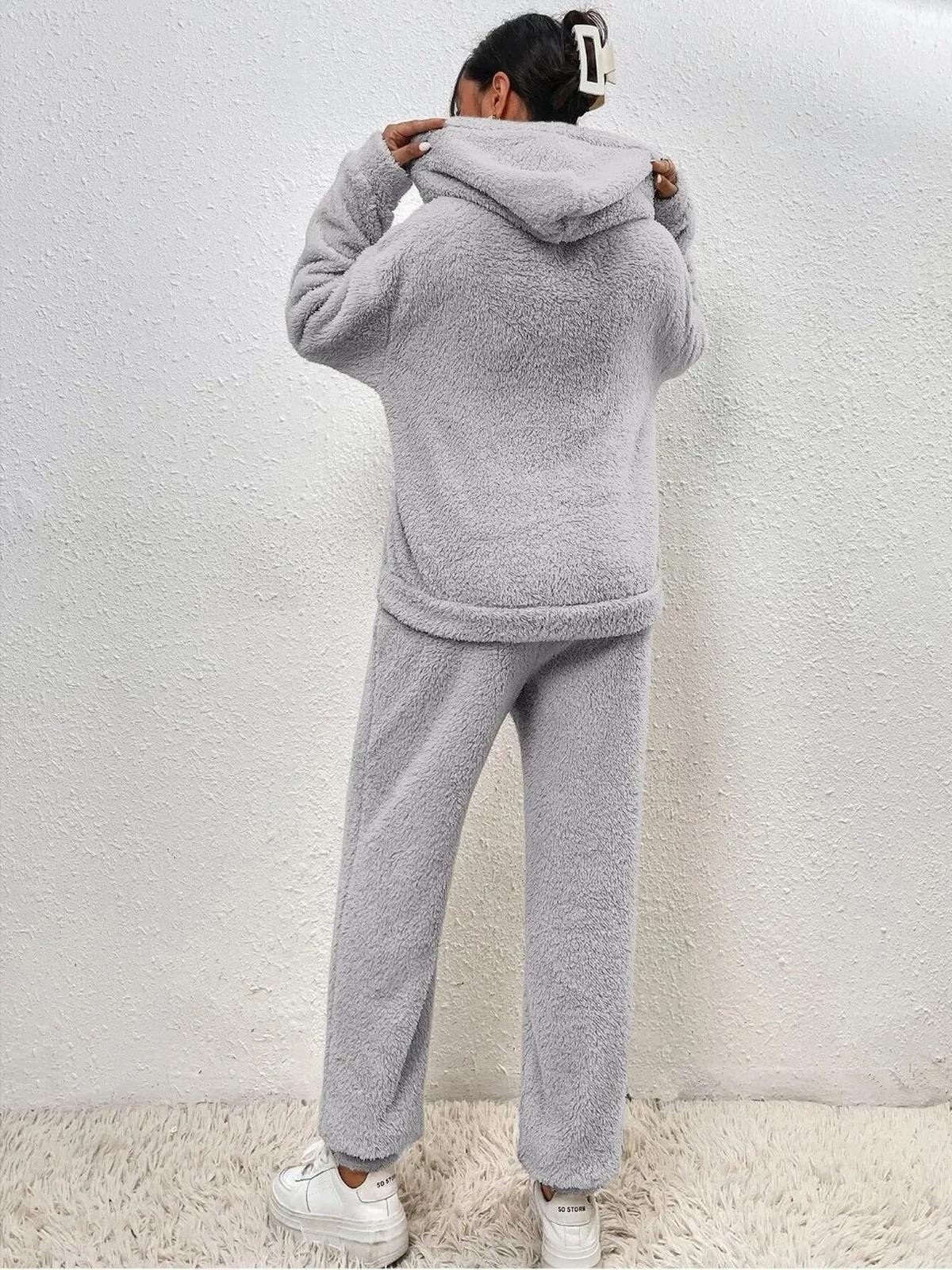 Dames Fleece Set – Warme Hoodie & Broek voor de Winter
