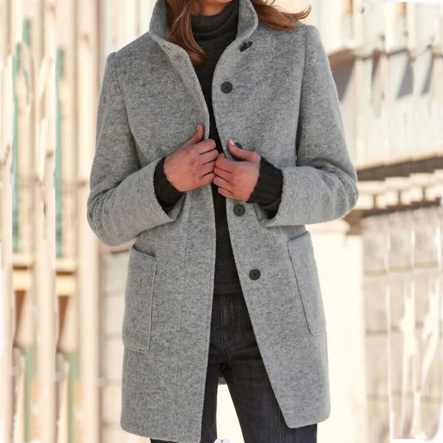 Dames Elegante Wolmantel – Tijdloos & Warm voor de Winter