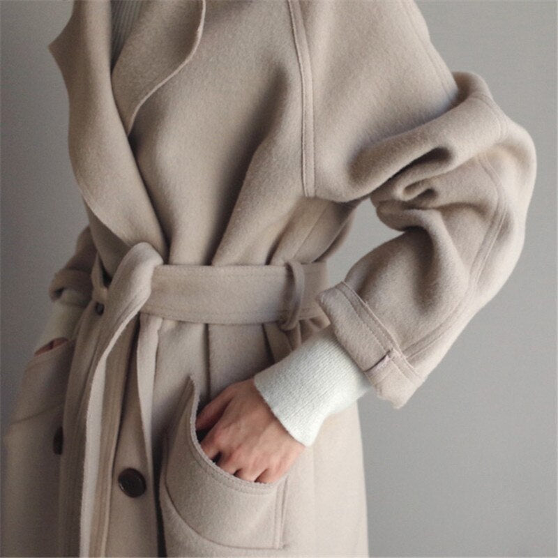 Dames Lange Mantel – Elegante Winterjas in Tijdloos Design