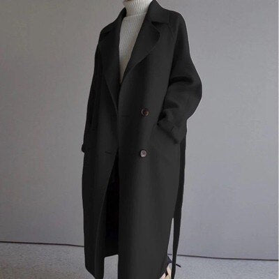 Dames Lange Mantel – Elegante Winterjas in Tijdloos Design