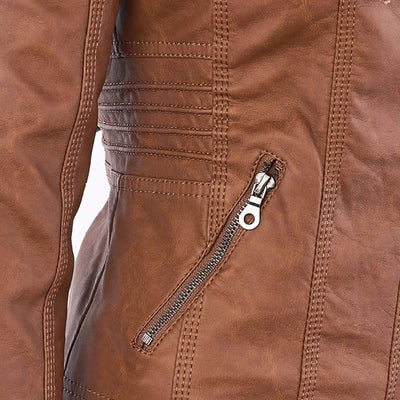 Dames Lederjack met Capuchon – Stijlvol & Tijdloos