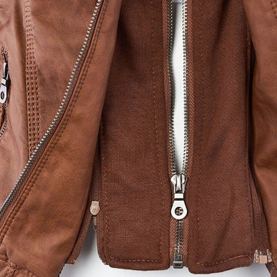 Dames Lederjack met Capuchon – Stijlvol & Tijdloos