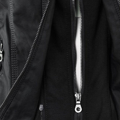 Dames Lederjack met Capuchon – Stijlvol & Tijdloos