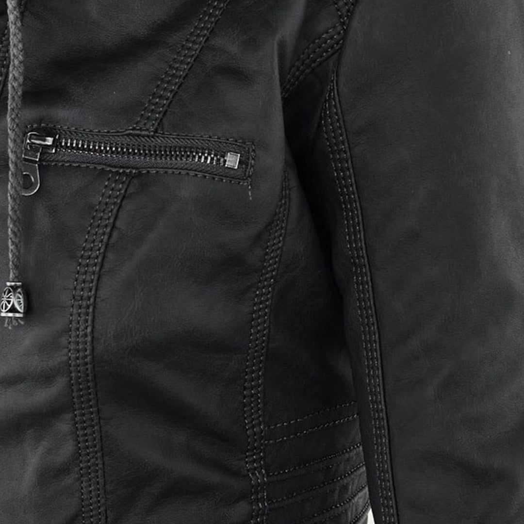 Dames Lederjack met Capuchon – Stijlvol & Tijdloos