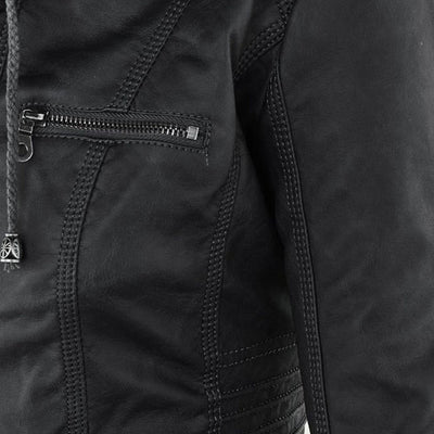 Dames Lederjack met Capuchon – Stijlvol & Tijdloos