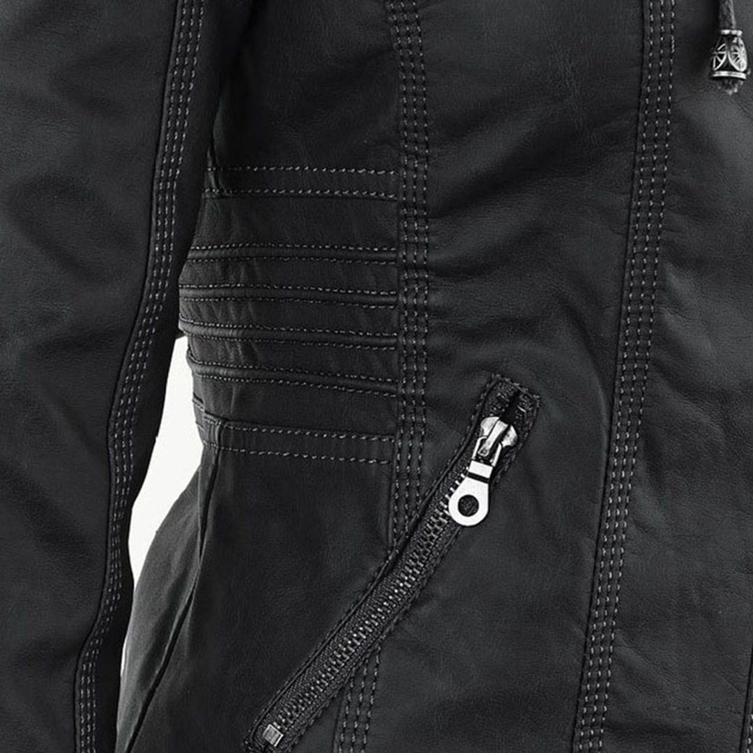 Dames Lederjack met Capuchon – Stijlvol & Tijdloos
