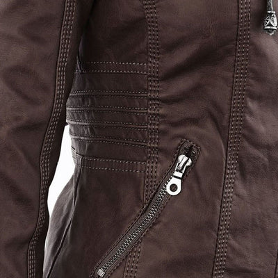 Dames Lederjack met Capuchon – Stijlvol & Tijdloos