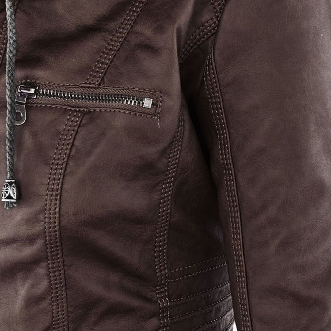 Dames Lederjack met Capuchon – Stijlvol & Tijdloos