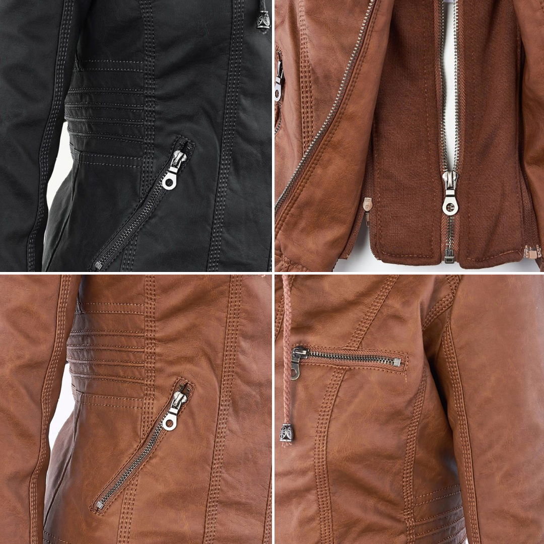 Dames Lederjack met Capuchon – Stijlvol & Tijdloos