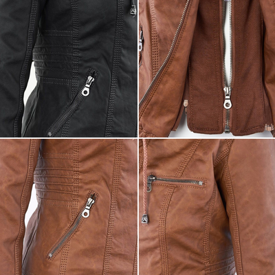 Dames Lederjack met Capuchon – Stijlvol & Tijdloos