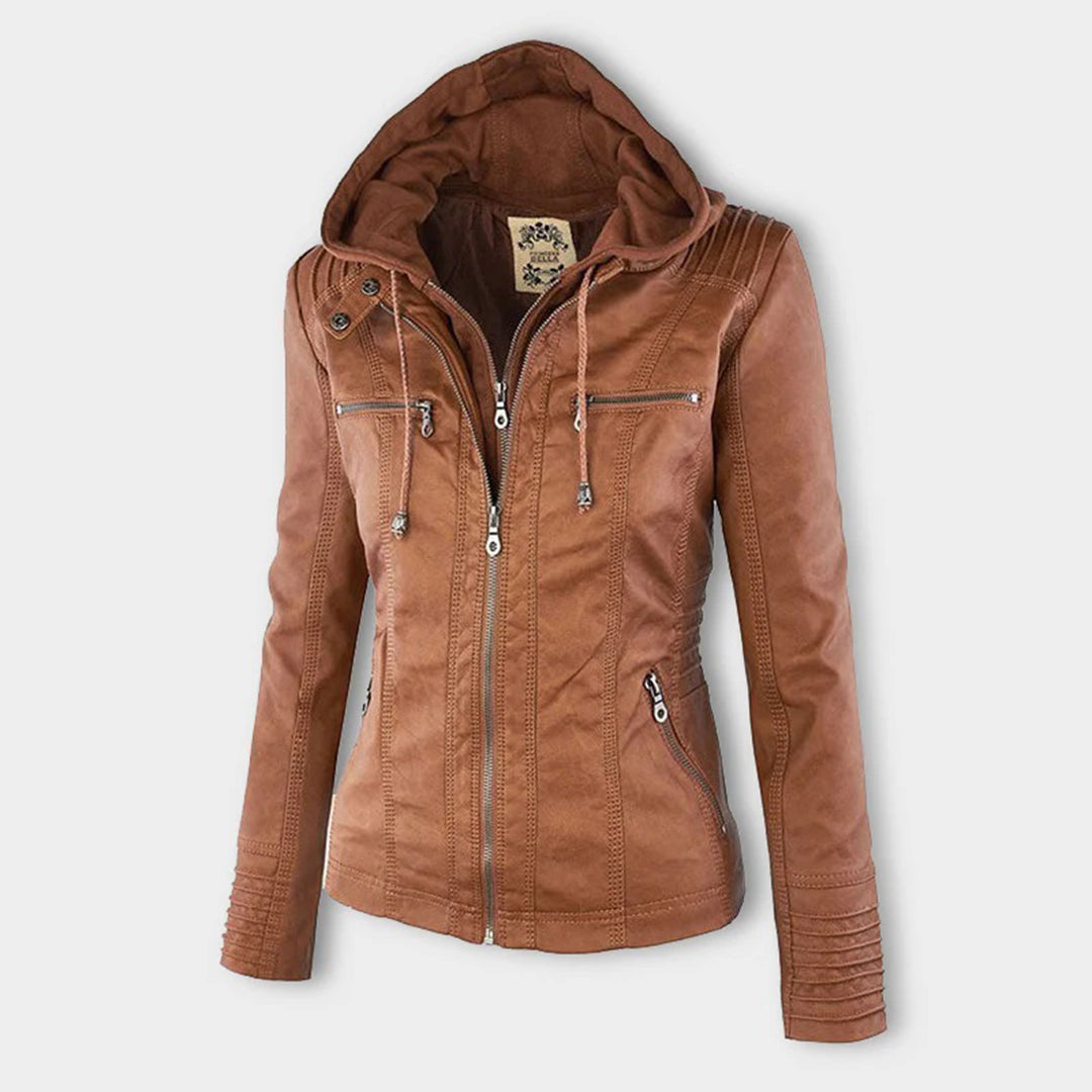 Dames Lederjack met Capuchon – Stijlvol & Tijdloos
