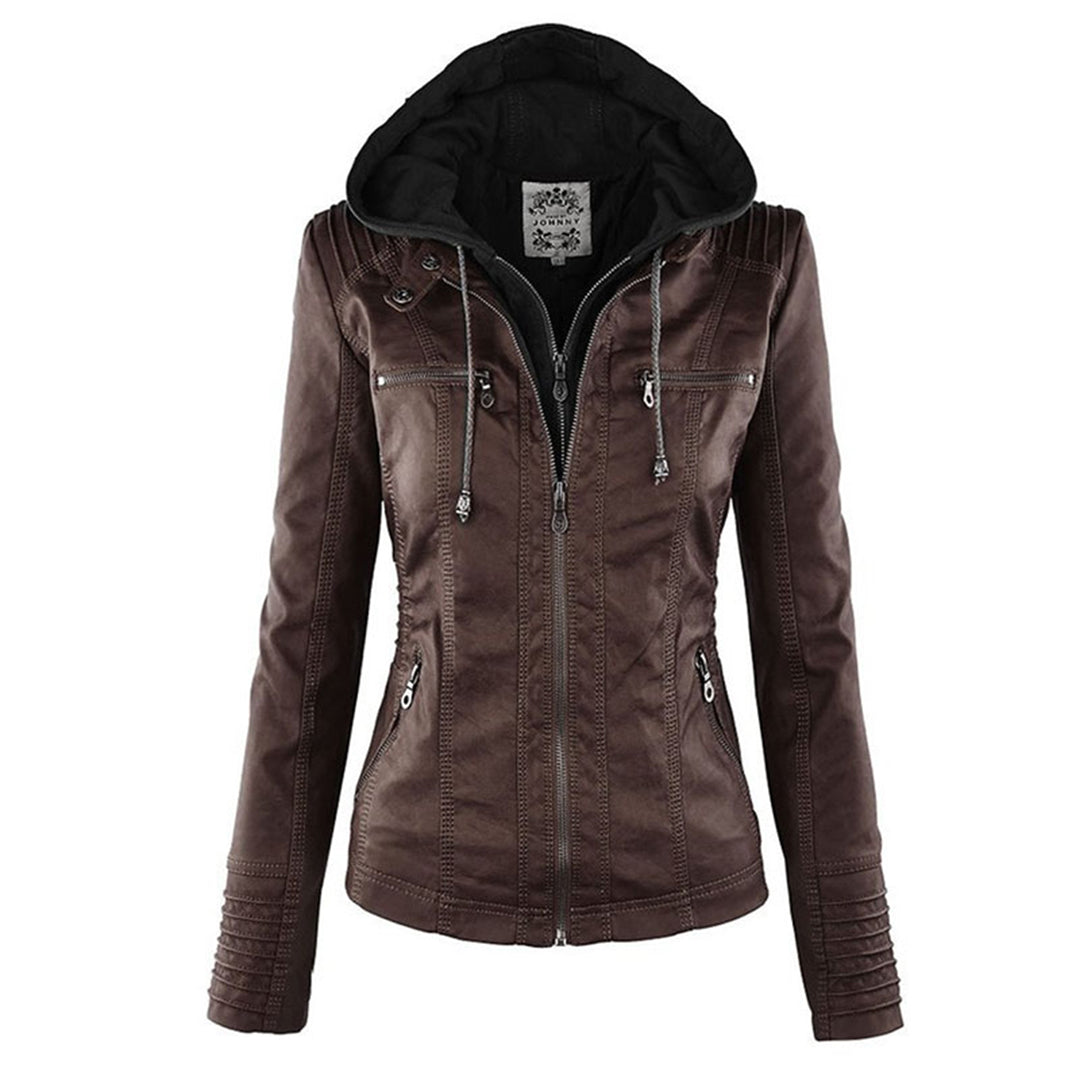 Dames Lederjack met Capuchon – Stijlvol & Tijdloos