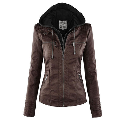 Dames Lederjack met Capuchon – Stijlvol & Tijdloos
