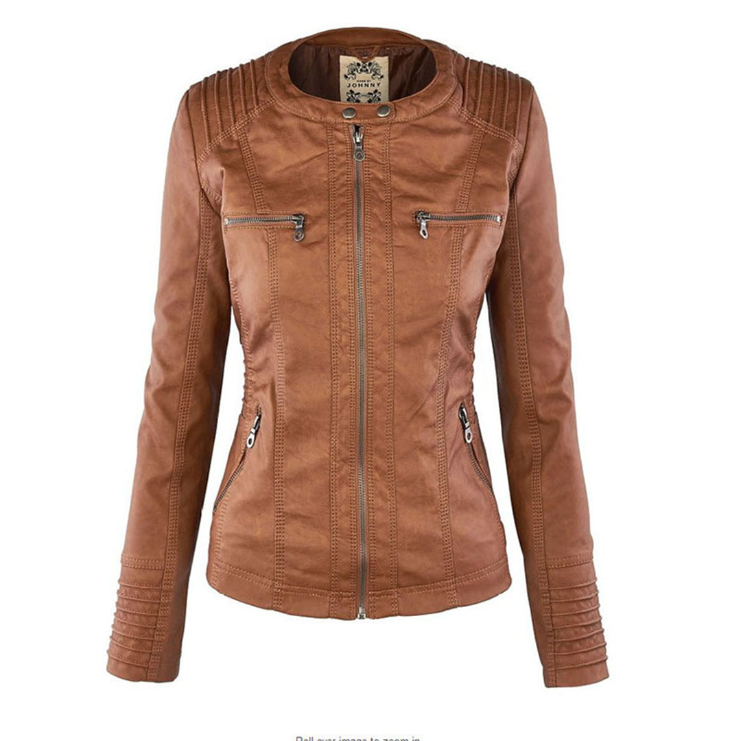 Dames Lederjack met Capuchon – Stijlvol & Tijdloos