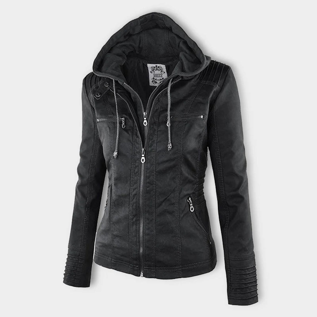 Dames Lederjack met Capuchon – Stijlvol & Tijdloos