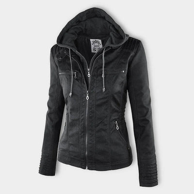 Dames Lederjack met Capuchon – Stijlvol & Tijdloos