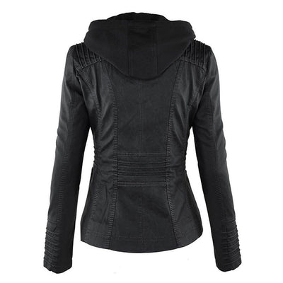 Dames Lederjack met Capuchon – Stijlvol & Tijdloos