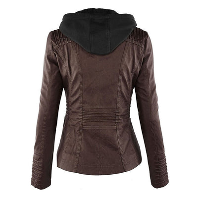 Dames Lederjack met Capuchon – Stijlvol & Tijdloos