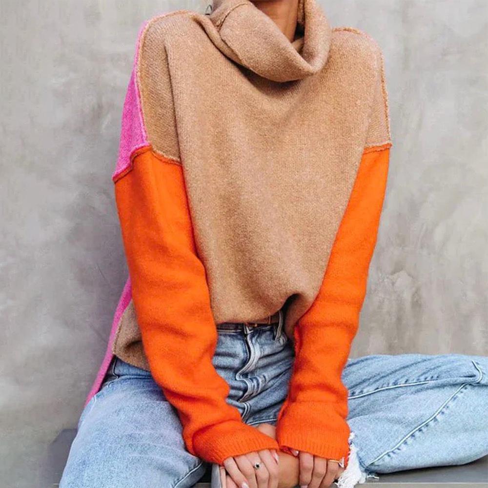 Torino Dames Rollkragenpullover met Colorblock Design