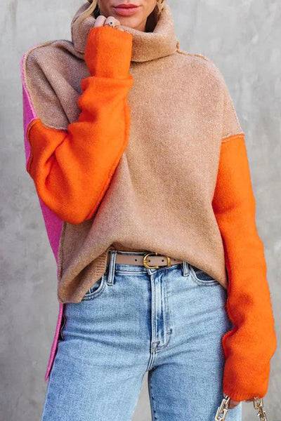 Torino Dames Rollkragenpullover met Colorblock Design