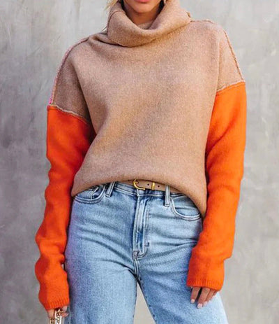 Torino Dames Rollkragenpullover met Colorblock Design