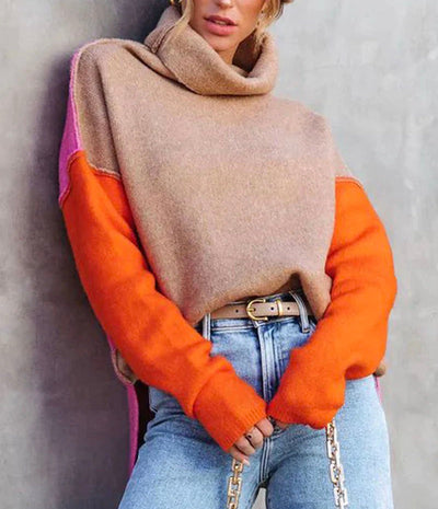 Torino Dames Rollkragenpullover met Colorblock Design