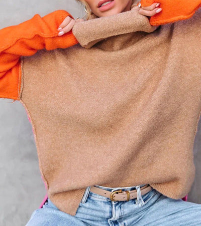 Torino Dames Rollkragenpullover met Colorblock Design