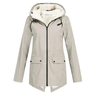 Dames Waterdichte Trenchcoat met Capuchon & Fleece Voering