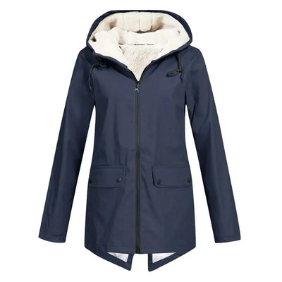 Dames Waterdichte Trenchcoat met Capuchon & Fleece Voering