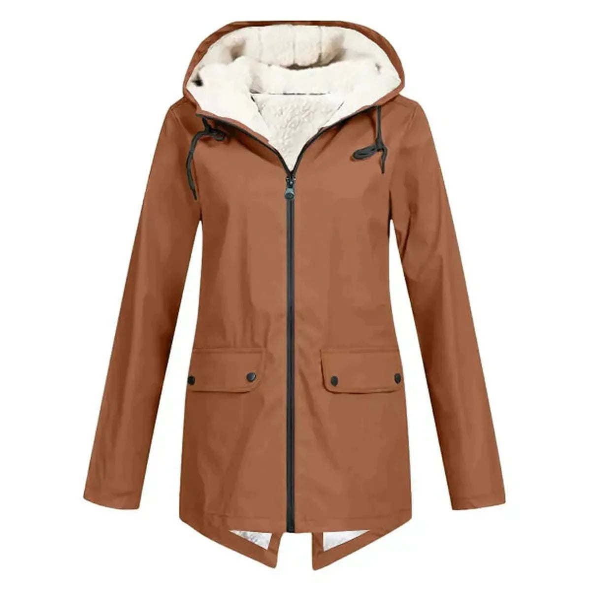 Dames Waterdichte Trenchcoat met Capuchon & Fleece Voering