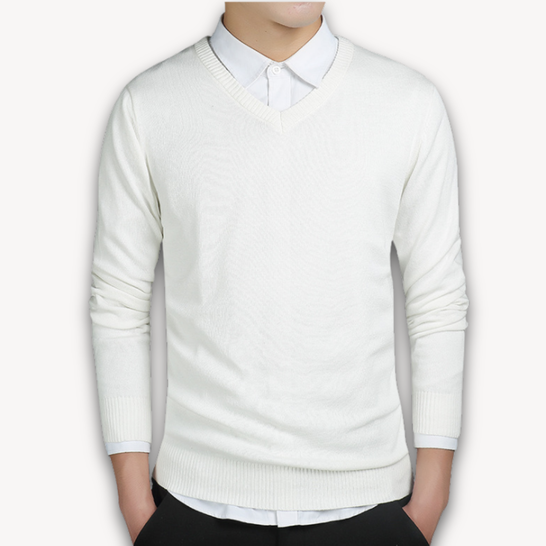 Heren V-Hals Trui – Slim Fit Katoenmix