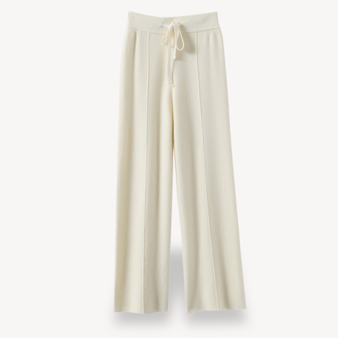 Cashmere Dames Broek – Wijde Pantalon met Trekkoord