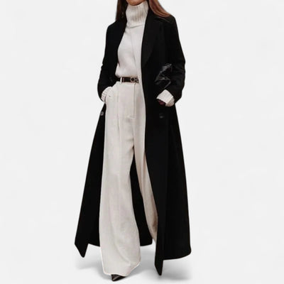 Milano Lange Dames Maxi Overcoat – Zwart