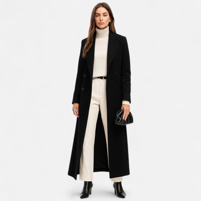 Milano Lange Dames Maxi Overcoat – Zwart